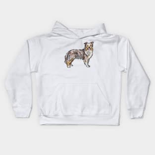 Australian Shepherd Dog | Red Merle | Rose Ears Kids Hoodie